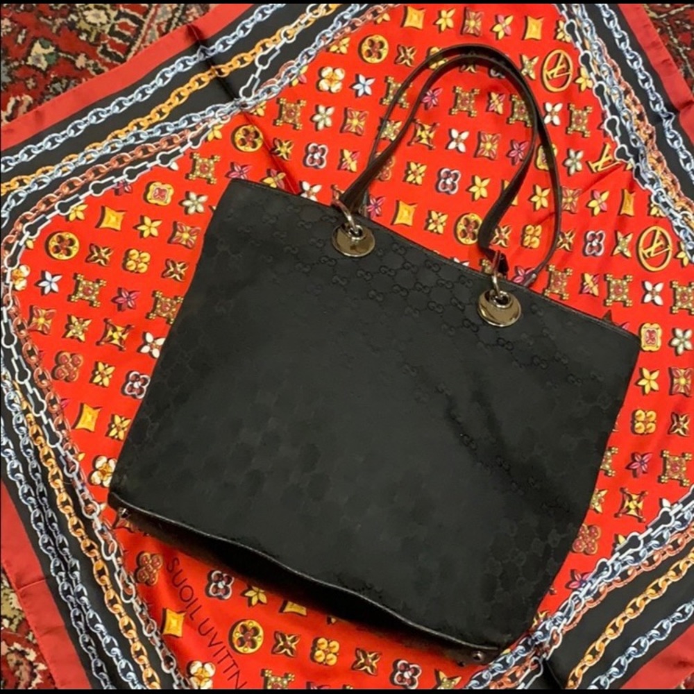 Gucci black eclipse GG canvas tote